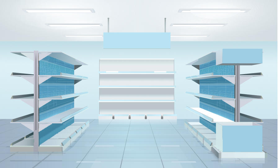 Retail display fixtures without merchandise